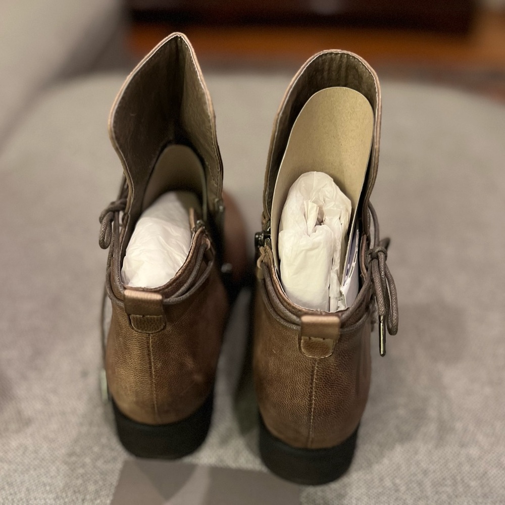 Antelope Taupe Leather Hi Front Tied Ankle Boots - Picture 7 of 13